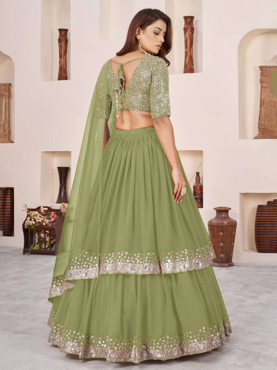Anchal vol 2 Georgette Olive Lehenga choli manufacturers in Delhi
